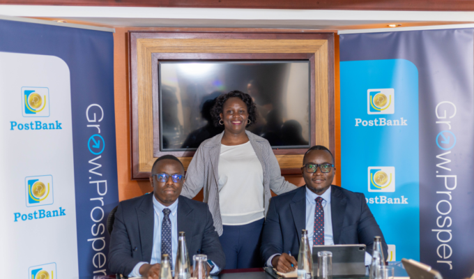 Ibrahim Kato (R) Priscilla Akora (C), and Adons Aryong (L) after the launch of the ZeroFlex account