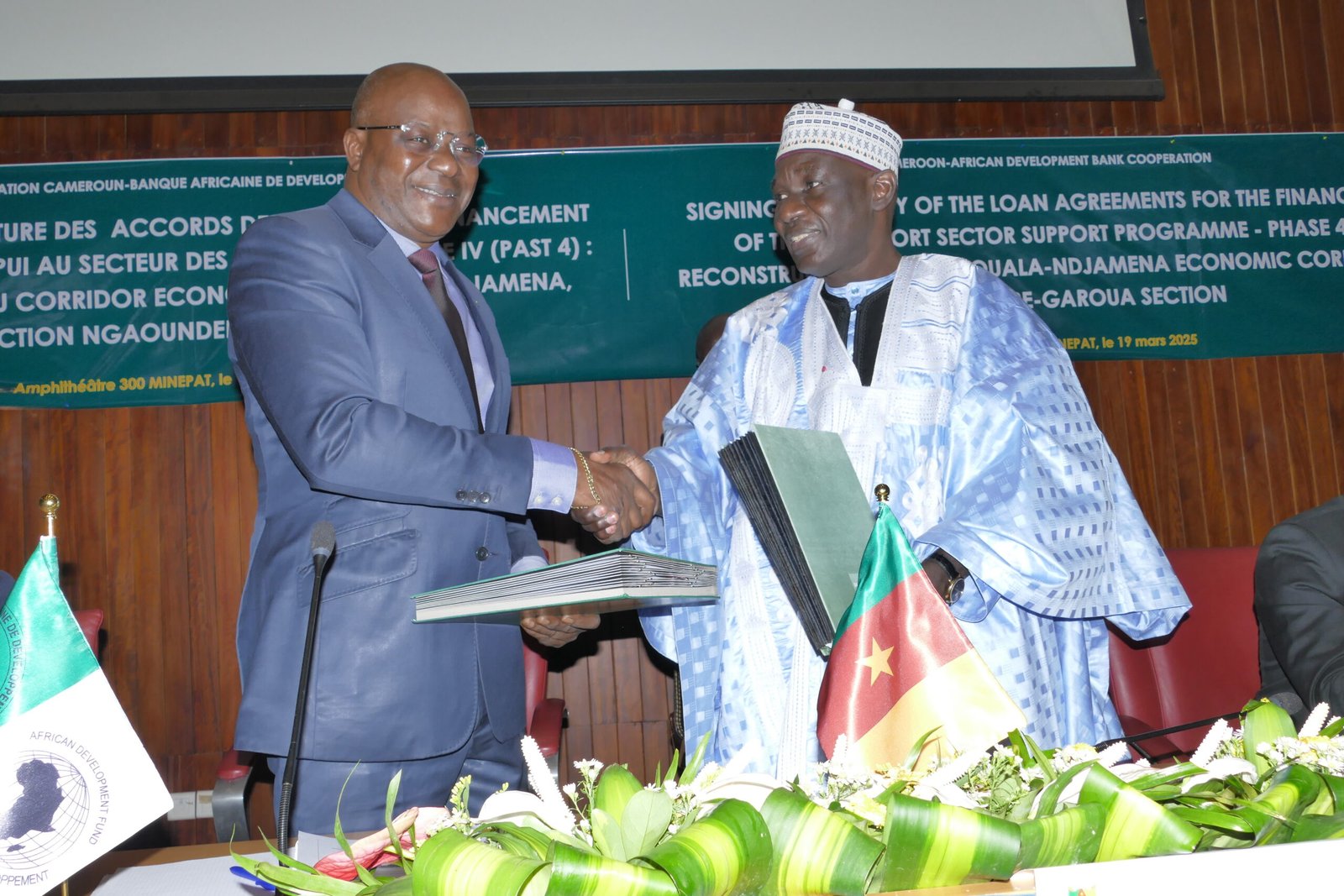 (Left) Solomane Koné, the African Development Bank Group’s Acting Director General for Central Africa and Alamine Ousmane Mey, Cameroon’s Minister of Economy, Planning and Regional Development and Governor of the Bank for Cameroon
