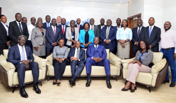 Board Chair Damoni (centre) with CE Mumba and other Senior Management leaders